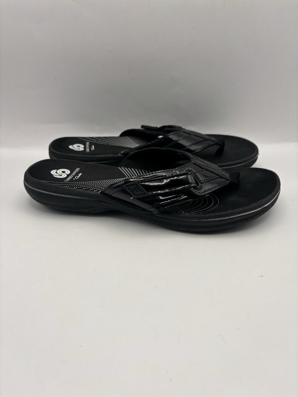 Clarks Cloudsteppers Breeze Reyna Black Flip Flops Women Size 6